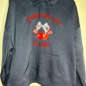 Refuge Navy Hoodie with Red Accents